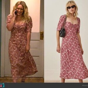 REFORMATION | Matin Floral Print Midi Dress Red Size 4